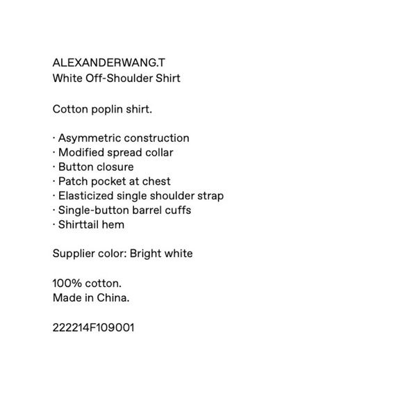 Alexander Wang Bright White Off-The-Shoulder Scrunchie Strap Shirt Sz Sm… - Picture 6 of 8